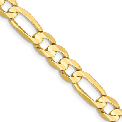 24 Inch 10K 6mm Concave Open Figaro Chain Necklace