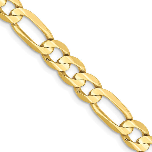 22 Inch 10K 6mm Concave Open Figaro Chain Necklace