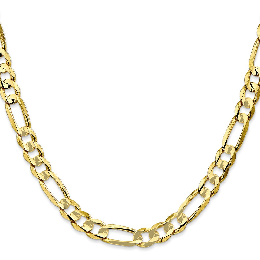 20 Inch 10K 6.75mm Concave Open Figaro Chain Necklace