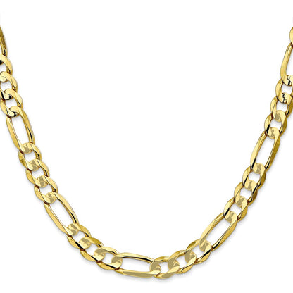 24 Inch 10K 6.75mm Concave Open Figaro Chain Necklace