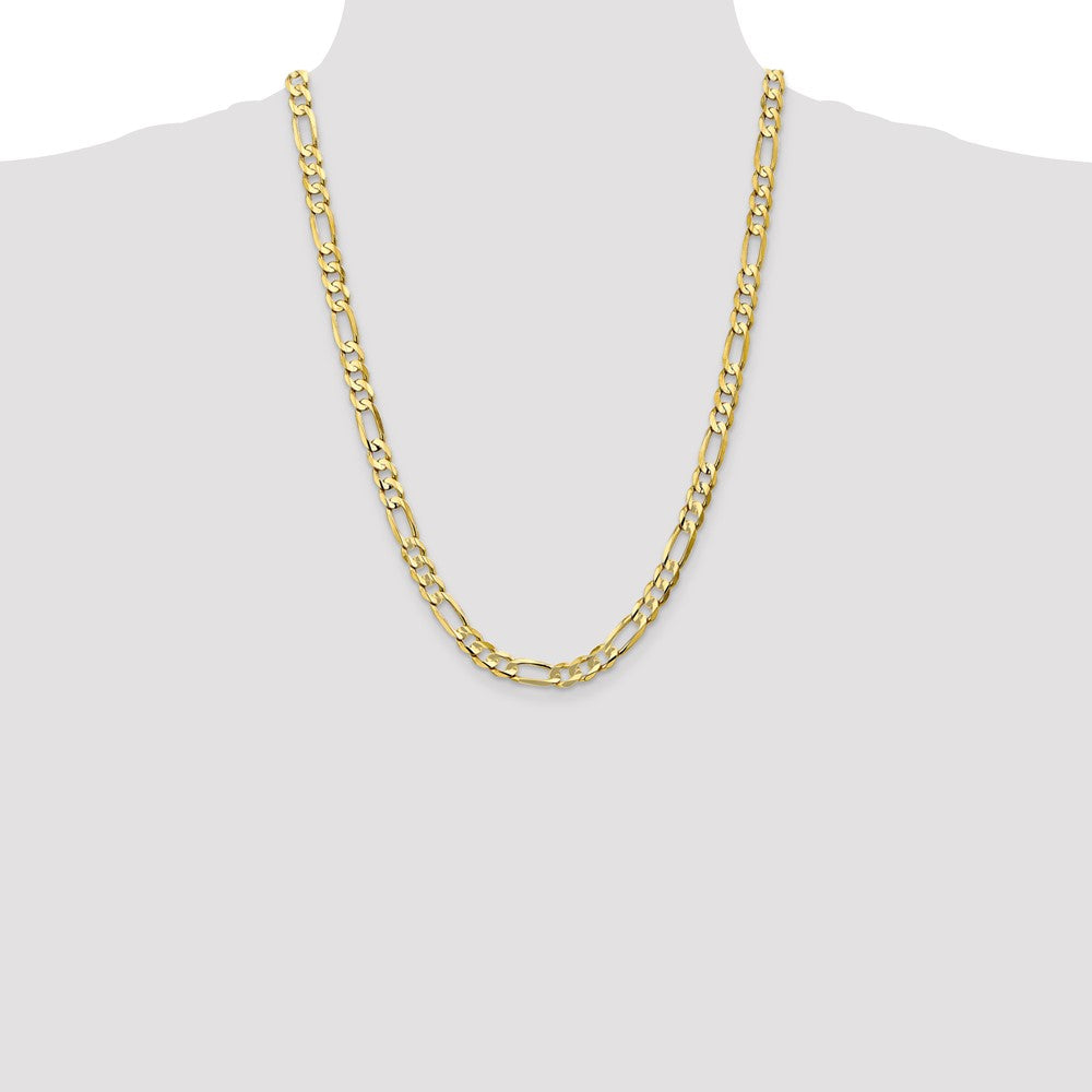 24 Inch 10K 6.75mm Concave Open Figaro Chain Necklace