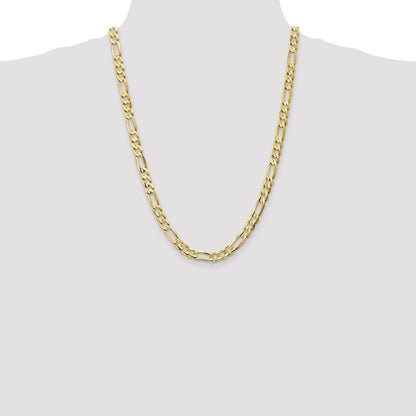 24 Inch 10K 6.75mm Concave Open Figaro Chain Necklace
