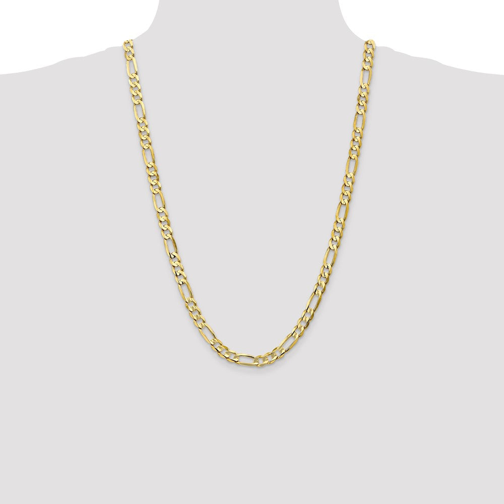 26 Inch 10K 6.75mm Concave Open Figaro Chain Necklace