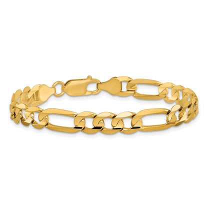 8 Inch 10K 6.75mm Concave Open Figaro Chain Bracelet