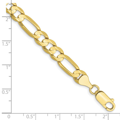 9 Inch 10K Yellow Gold 6.75mm Concave Open Figaro Chain Bracelet