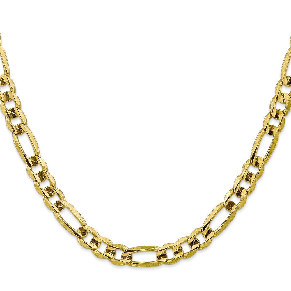 26 Inch 10K 7.5mm Concave Open Figaro Chain Necklace