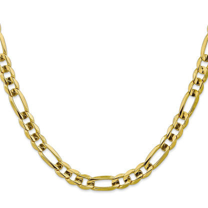 26 Inch 10K 7.5mm Concave Open Figaro Chain Necklace
