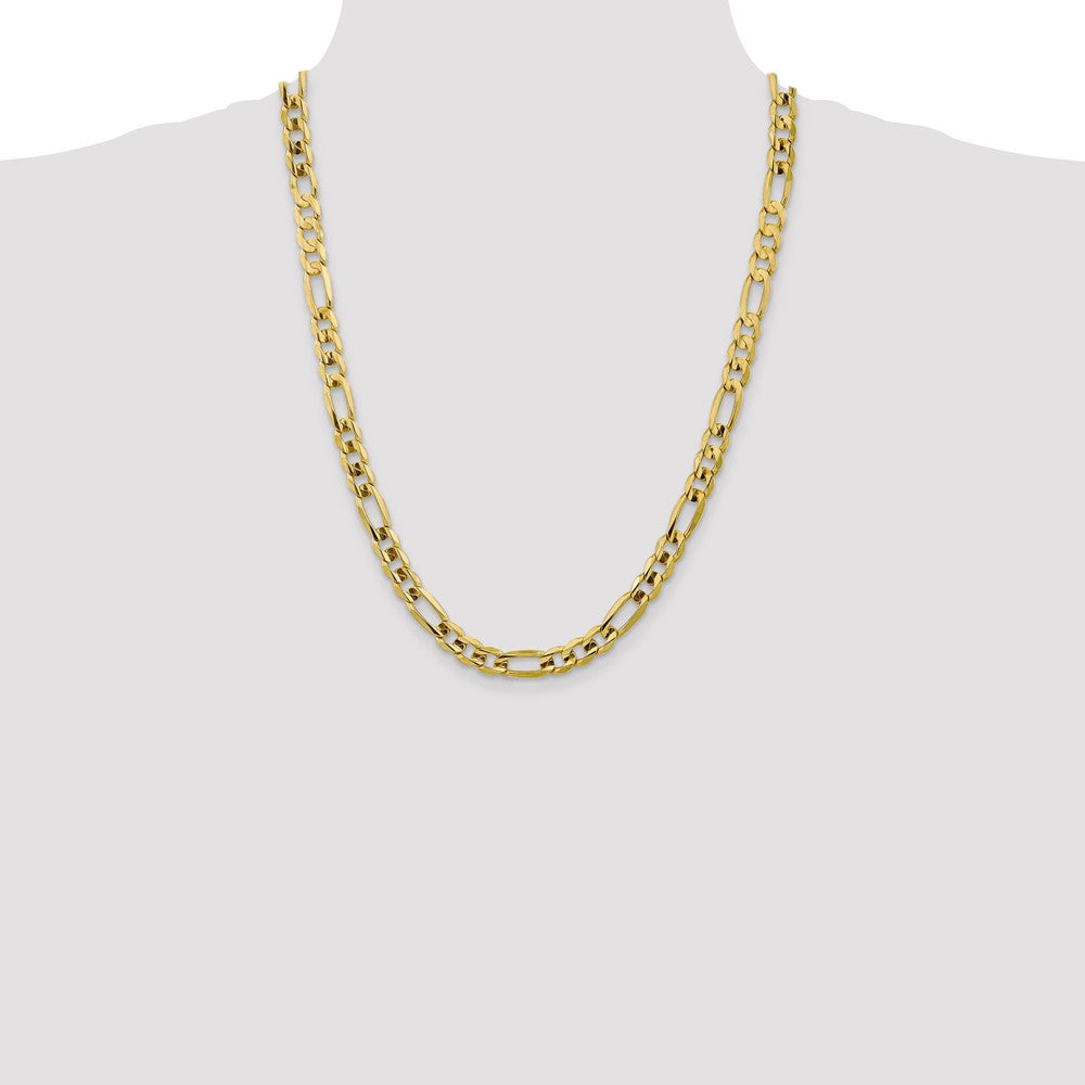 24 Inch 10K 7.5mm Concave Open Figaro Chain Necklace