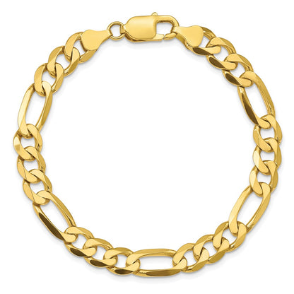 8 Inch 10K 7.5mm Concave Open Figaro Chain Bracelet