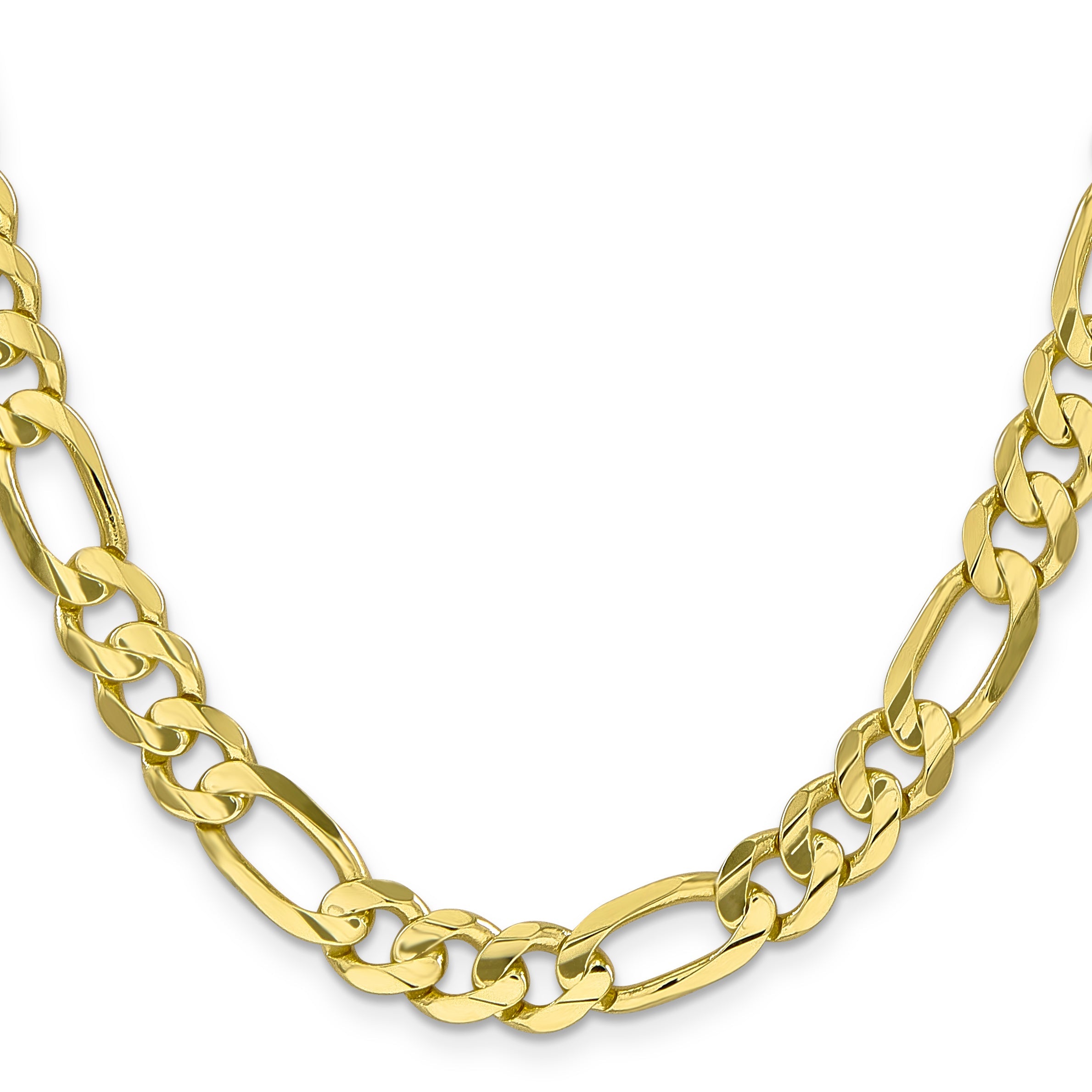 24 Inch 10K 8.75mm Concave Open Figaro Chain Necklace
