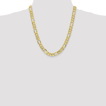 22 Inch 10K 8.75mm Concave Open Figaro Chain Necklace