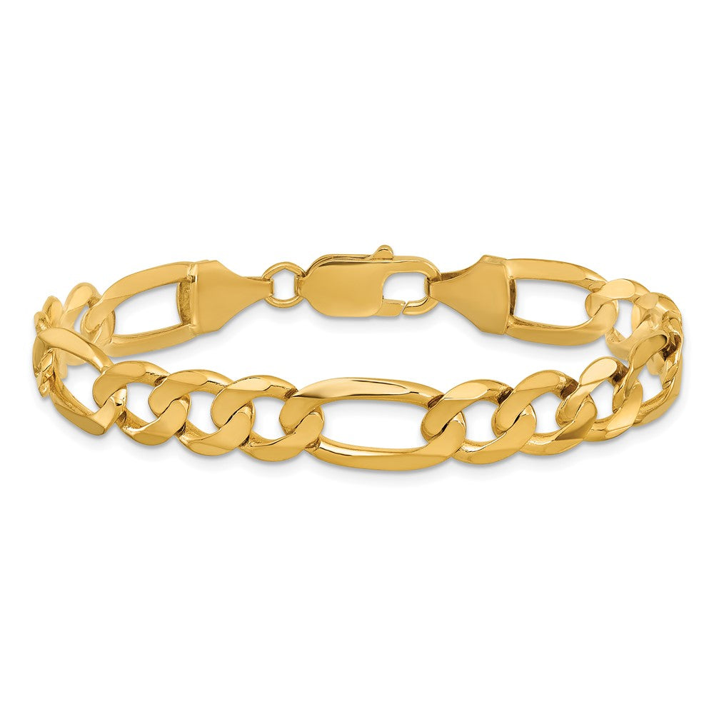 8 Inch 10K 8.75mm Concave Open Figaro Chain Bracelet