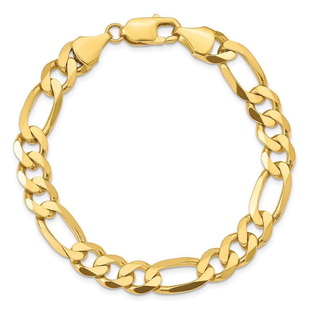 8 Inch 10K 8.75mm Concave Open Figaro Chain Bracelet
