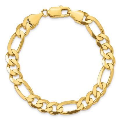 8 Inch 10K 8.75mm Concave Open Figaro Chain Bracelet