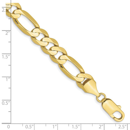 7 Inch 10K 8.75mm Concave Open Figaro Chain Bracelet