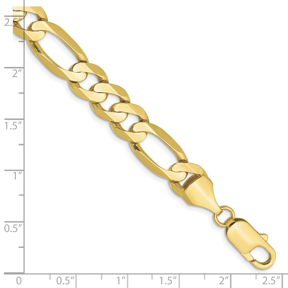 8 Inch 10K 8.75mm Concave Open Figaro Chain Bracelet