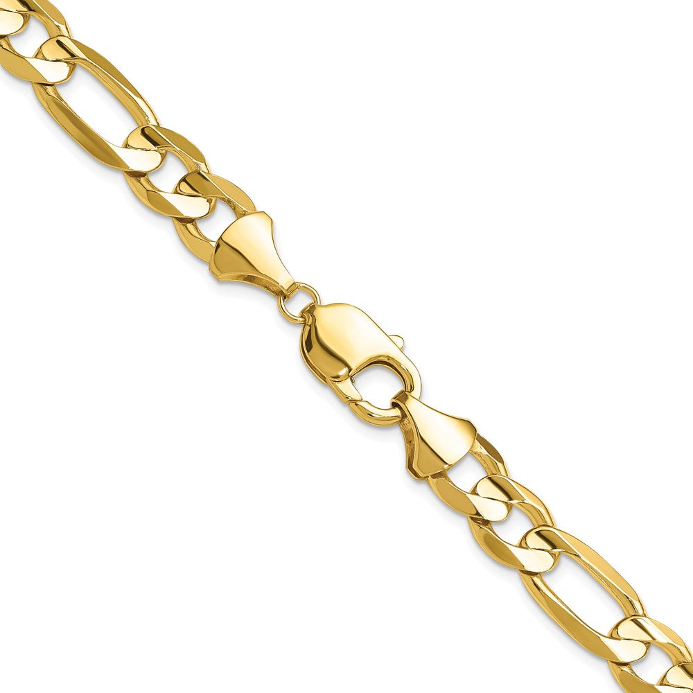 24 Inch 10K 10mm Concave Open Figaro Chain Necklace