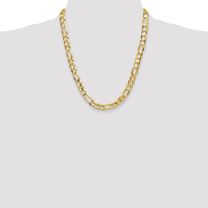 22 Inch 10K 10mm Concave Open Figaro Chain Necklace