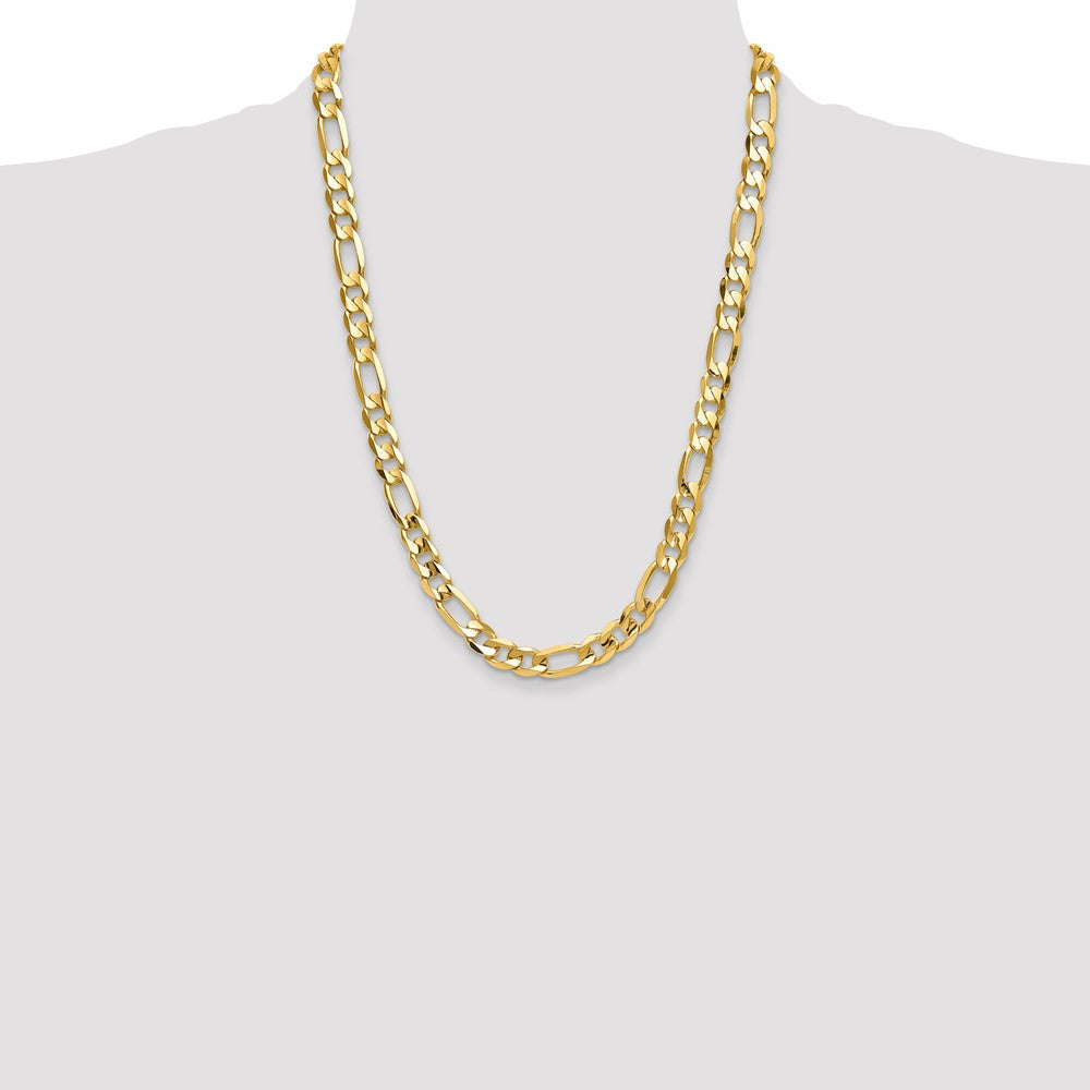 24 Inch 10K 10mm Concave Open Figaro Chain Necklace