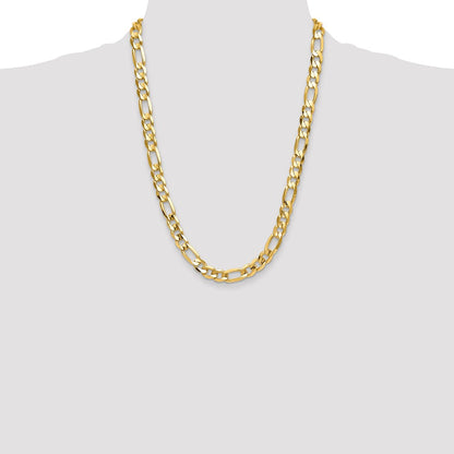 24 Inch 10K 10mm Concave Open Figaro Chain Necklace