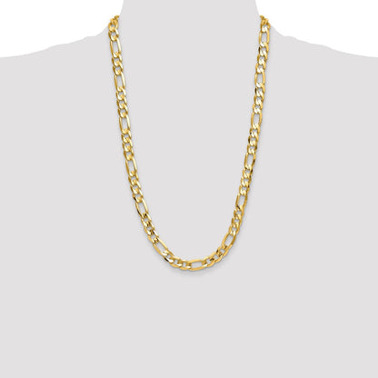 26 Inch 10K 10mm Concave Open Figaro Chain Necklace