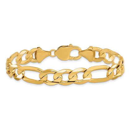8 Inch 10K 10mm Concave Open Figaro Chain Bracelet