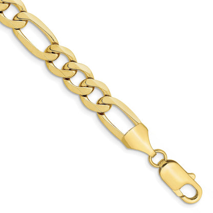 8 Inch 10K 10mm Concave Open Figaro Chain Bracelet