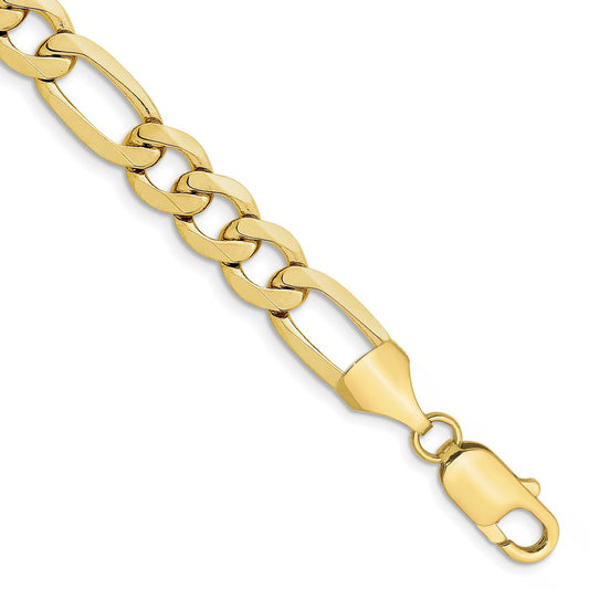 8 Inch 10K 10mm Concave Open Figaro Chain Bracelet