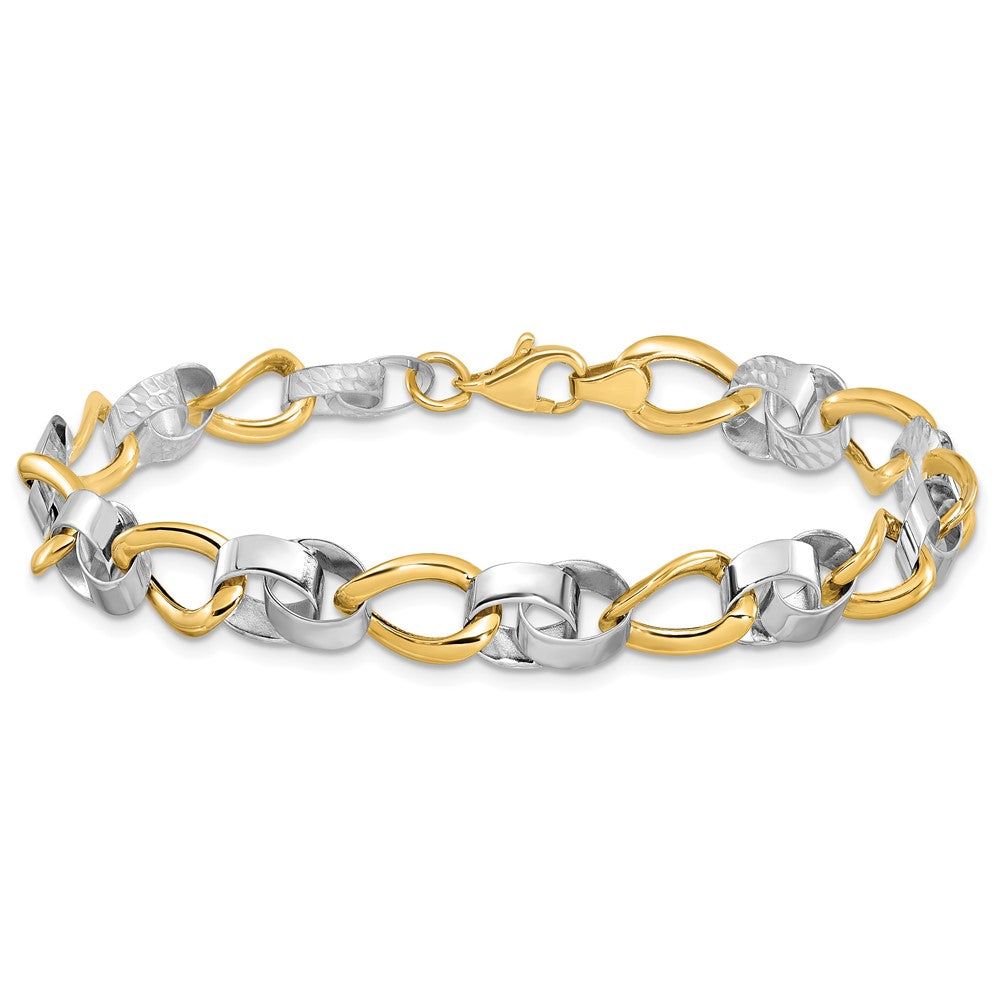 7.5 Inch 10K Two-Tone Polished And D/C Link Bracelet