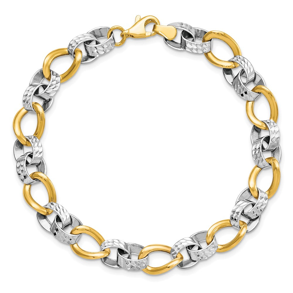 7.5 Inch 10K Two-Tone Polished And D/C Link Bracelet