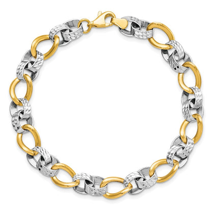 7.5 Inch 10K Two-Tone Polished And D/C Link Bracelet