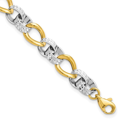 7.5 Inch 10K Two-Tone Polished And D/C Link Bracelet
