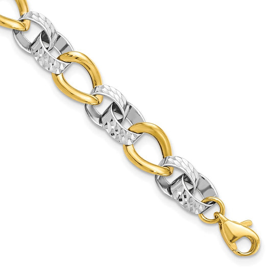 7.5 Inch 10K Two-Tone Polished And D/C Link Bracelet