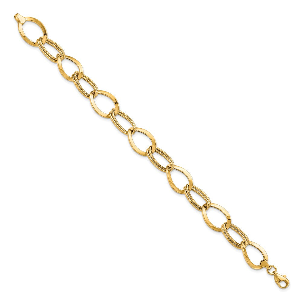 7.5 Inch 10K Polished And Textured Link Bracelet