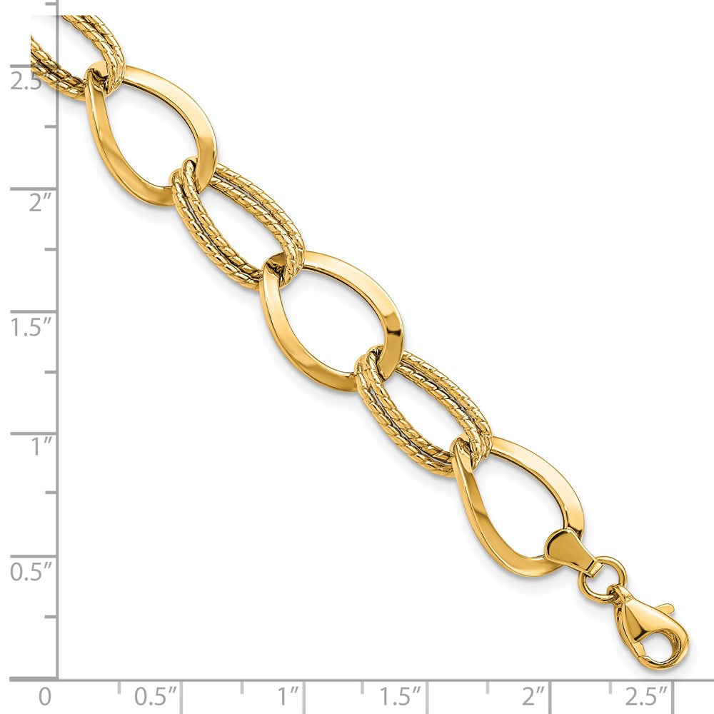 7.5 Inch 10K Polished And Textured Link Bracelet