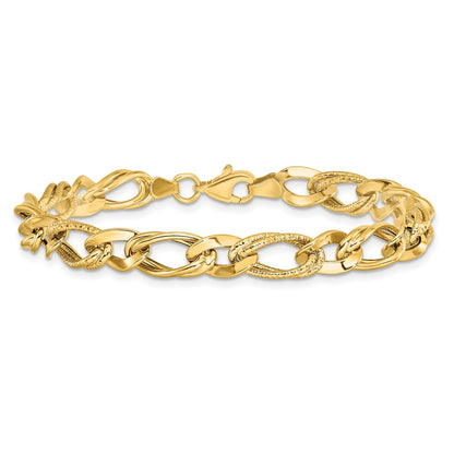 7.25 Inch 10K Polished And Textured Link Bracelet