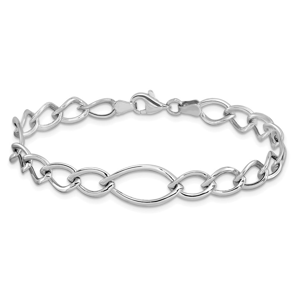 7.5 Inch 10K White Gold Polished Link Bracelet