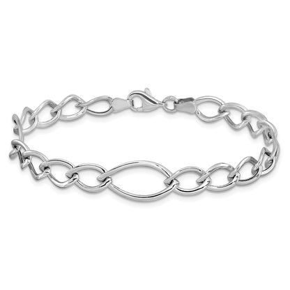 7.5 Inch 10K White Gold Polished Link Bracelet