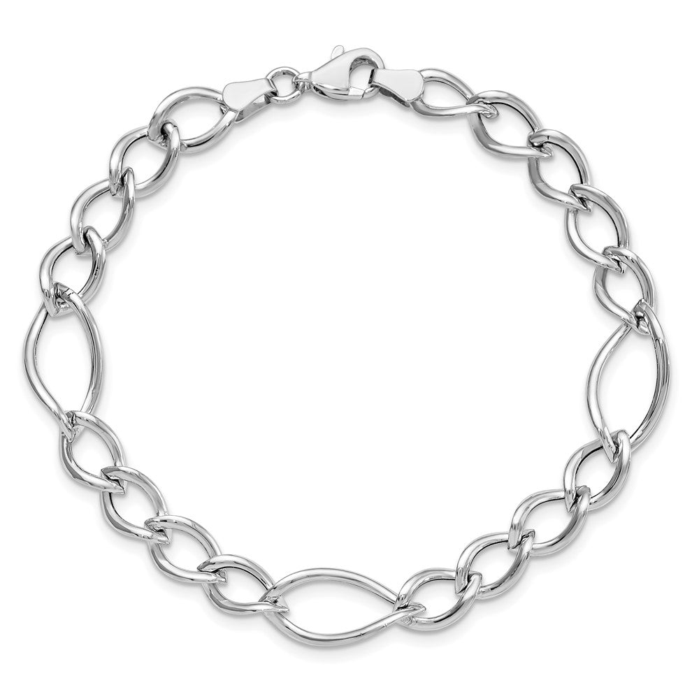 7.5 Inch 10K White Gold Polished Link Bracelet