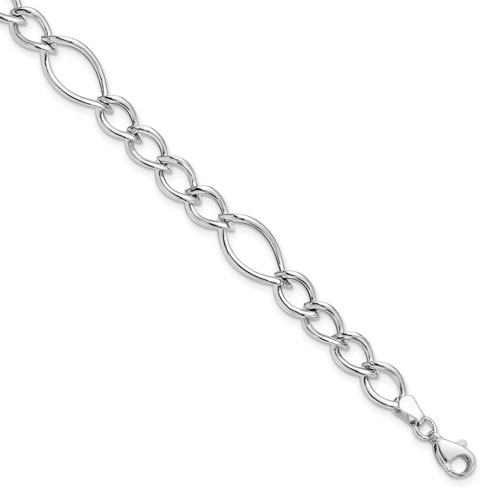 7.5 Inch 10K White Gold Polished Link Bracelet