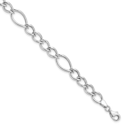 7.5 Inch 10K White Gold Polished Link Bracelet