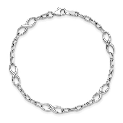 7.5 Inch 10K White Gold Polished Link Bracelet