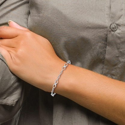 7.5 Inch 10K White Gold Polished Link Bracelet