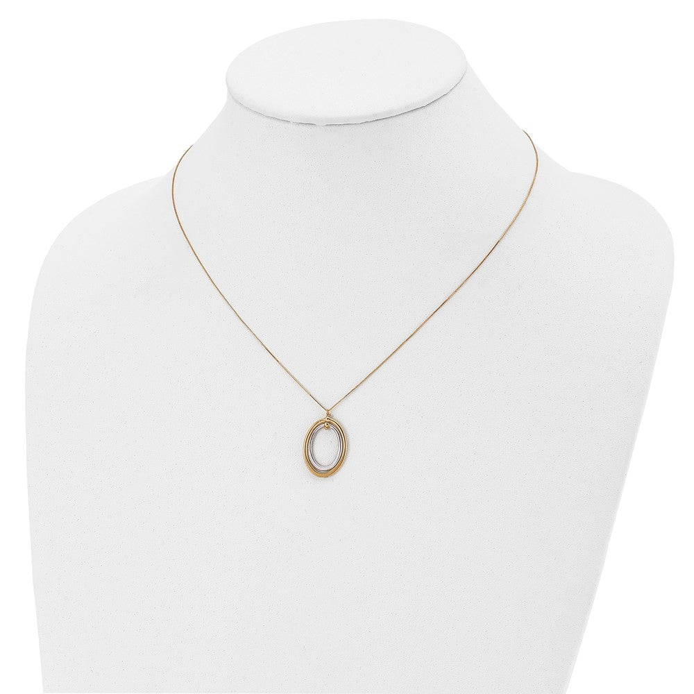 10K Two-Tone Polished Oval Necklace