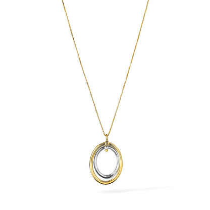 10K Two-Tone Polished Oval Necklace