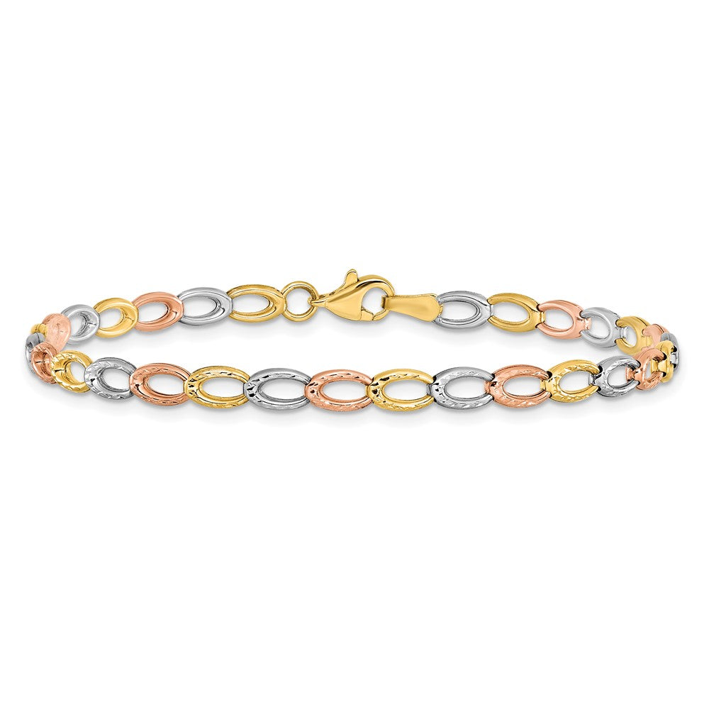 7.25 Inch 10K Tri-Color D/C Bracelet