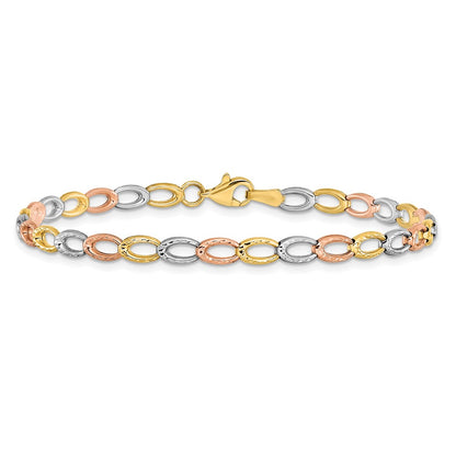 7.25 Inch 10K Tri-Color D/C Bracelet