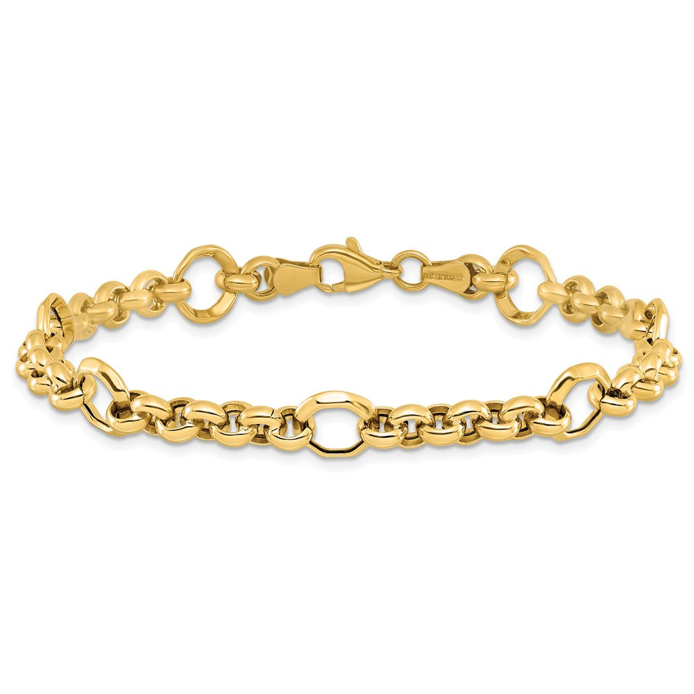7.5 Inch 10K Polished D/C Fancy Link Bracelet