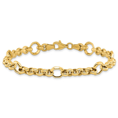 7.5 Inch 10K Polished D/C Fancy Link Bracelet