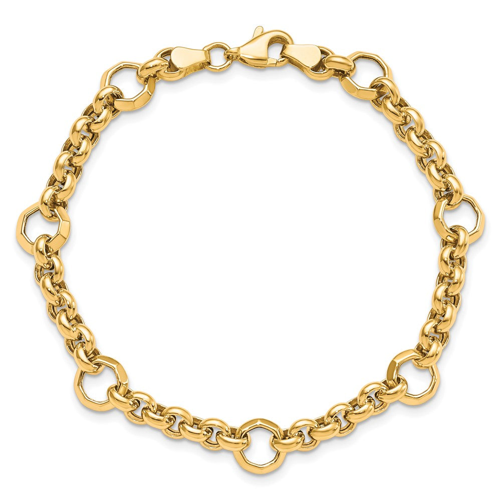 7.5 Inch 10K Polished D/C Fancy Link Bracelet